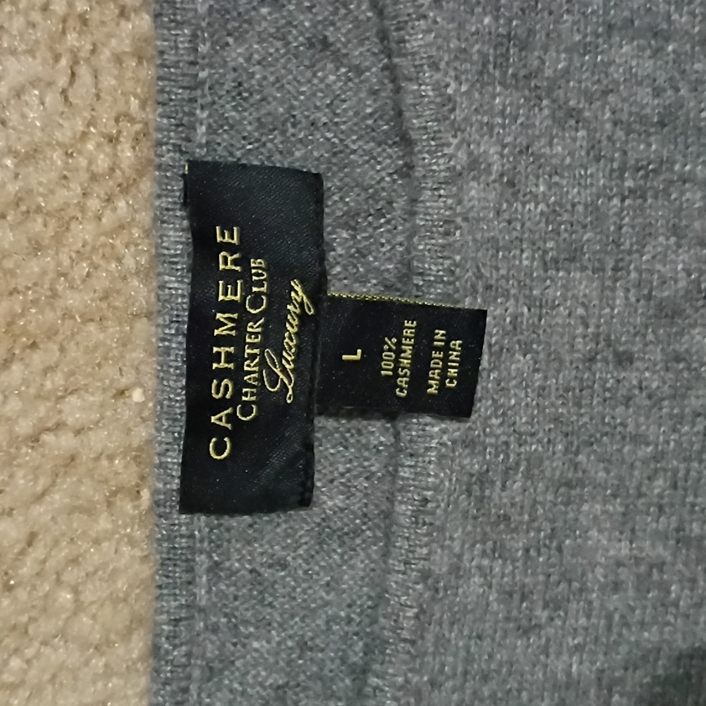 Charter Club Luxury Gray 100%cashemere Suether Women Size L - Picture 2 of 8